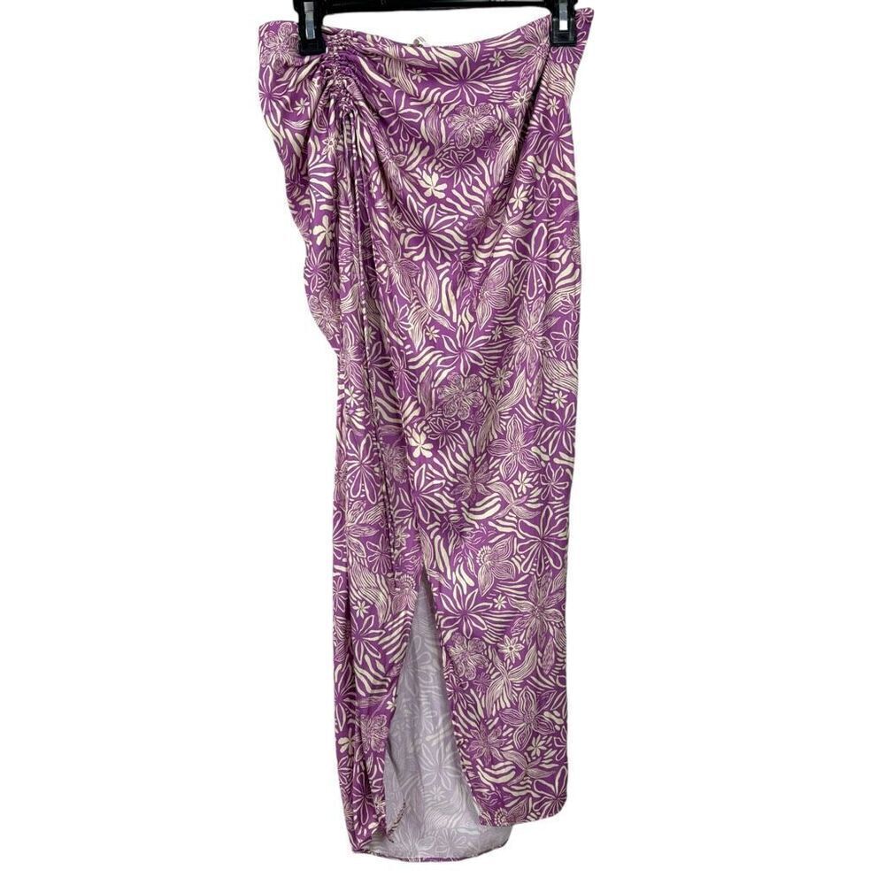 free people size 4 purple floral high waist slit skirt mulberry floral maxi